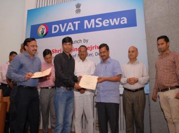 Delhi CM Launching the DVAT M Seva App. At Delhi Sectt. 31th May 2016