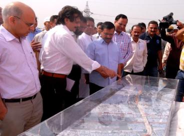 Hon’ble Chief Minister of Delhi, Shri Arvind Kejriwal is seen inaugurating 8 Lane Flyover at Bhalswa Chowk on Outer Ring Road in the cap