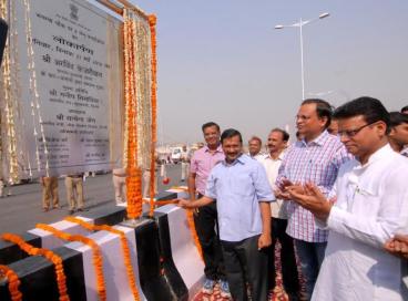 Hon’ble Chief Minister of Delhi, Shri Arvind Kejriwal is seen inaugurating 8 Lane Flyover at Bhalswa Chowk on Outer Ring Road in the cap