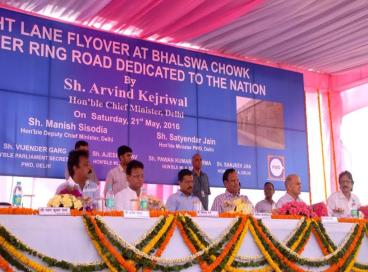 Hon’ble Chief Minister of Delhi, Shri Arvind Kejriwal is seen inaugurating 8 Lane Flyover at Bhalswa Chowk on Outer Ring Road in the cap